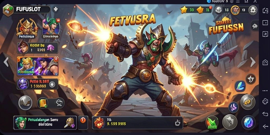 Tampilan gameplay mendebarkan dari FUFUSLOT saat karakter beraksi.