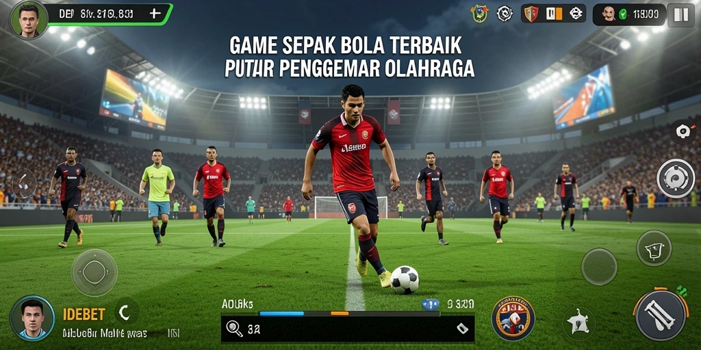 Tangkapan layar gameplay menampilkan aksi sepak bola yang intens.