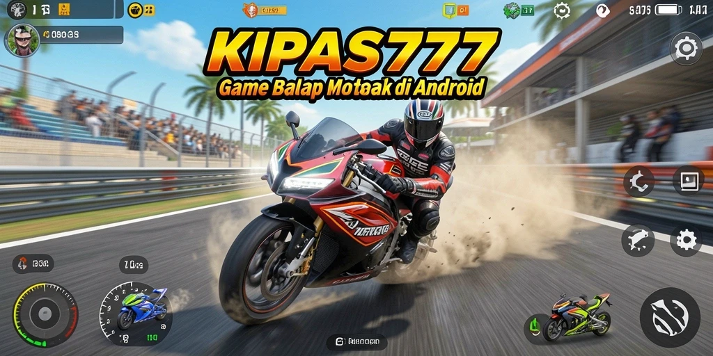Tampilan gameplay KIPAS777 yang menegangkan saat balapan motor.