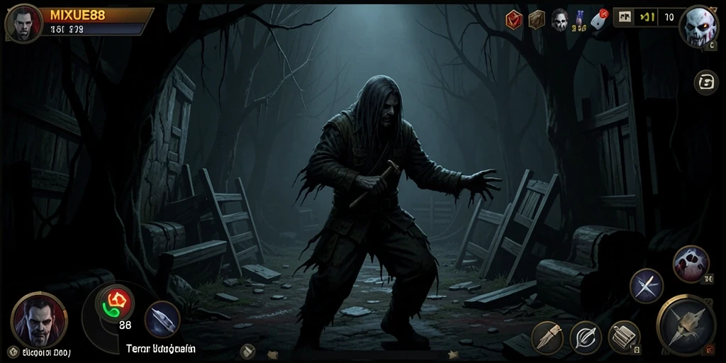 Tampilan gameplay MIXUE88 yang mencekam dan penuh misteri.