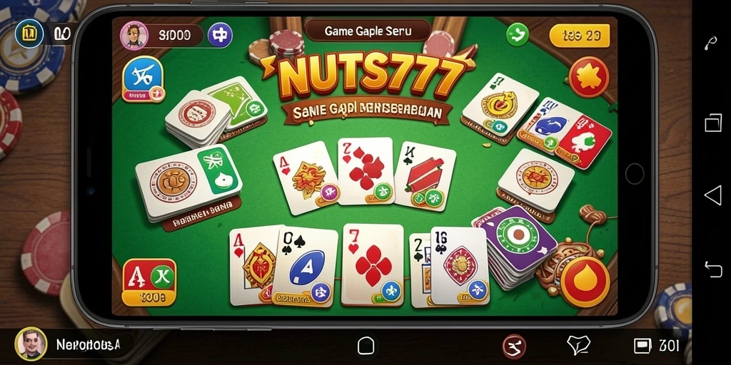 Screenshot NUTS777 menampilkan aksi seru dalam permainan Gaple.