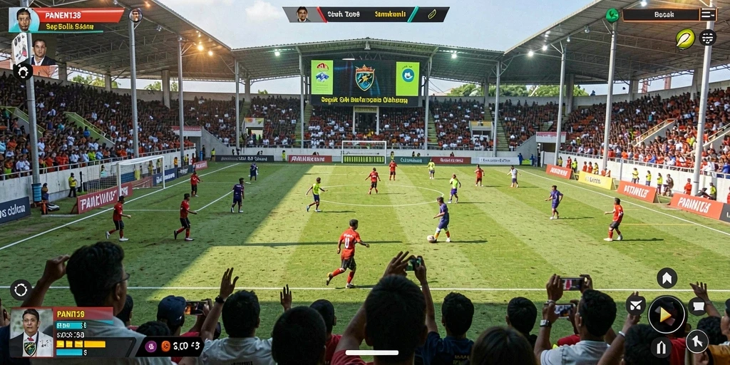Gameplay menarik dengan grafik sepak bola yang memukau.
