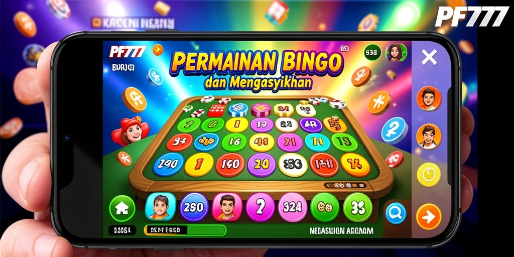 Tampilan gameplay seru PF777 saat bermain Bingo bersama teman.