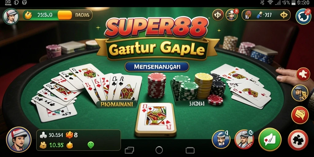 Tampilan gameplay SUPER88 yang menarik saat bermain Gaple.